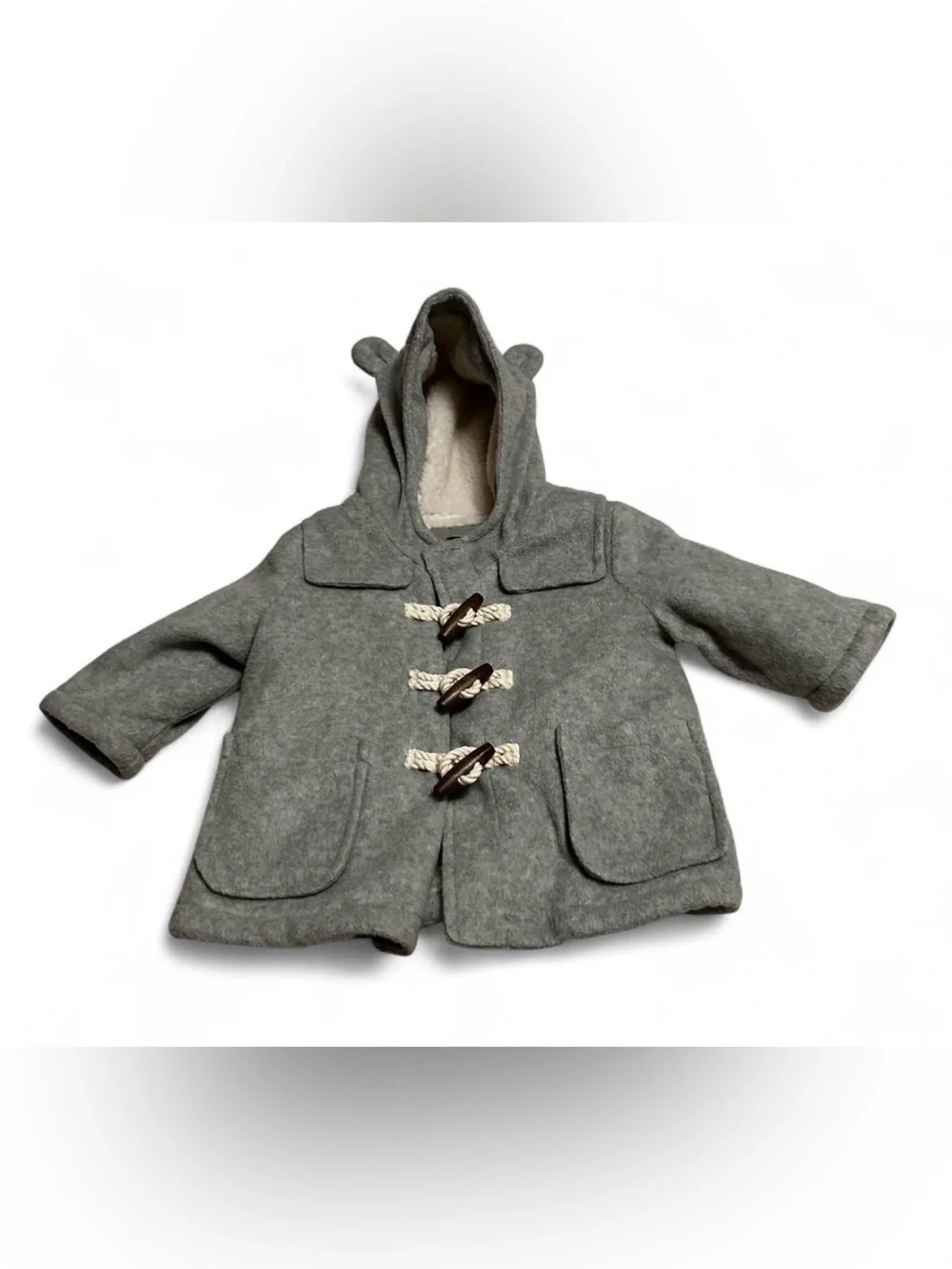 GAP Kids Gray Hooded Toggle Pea Coat 3-6 months